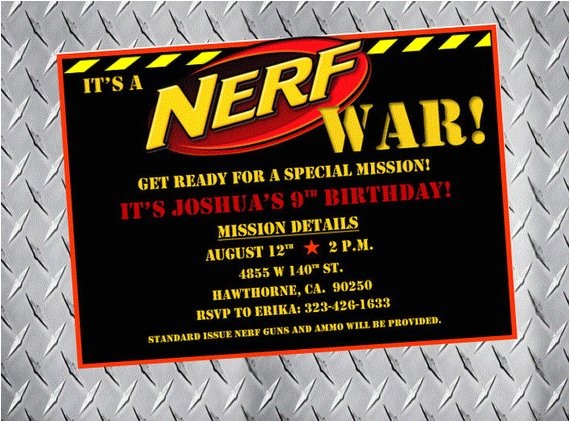 Nerf War Party Invitation Template Nerf Party Invitations Nerf Birthday Invitations Nerf Bday