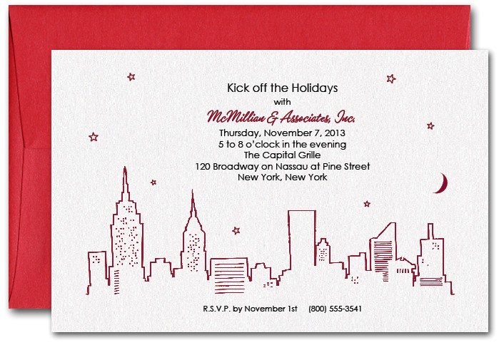 New York Party Invitations Red New York Skyline Party Invitations