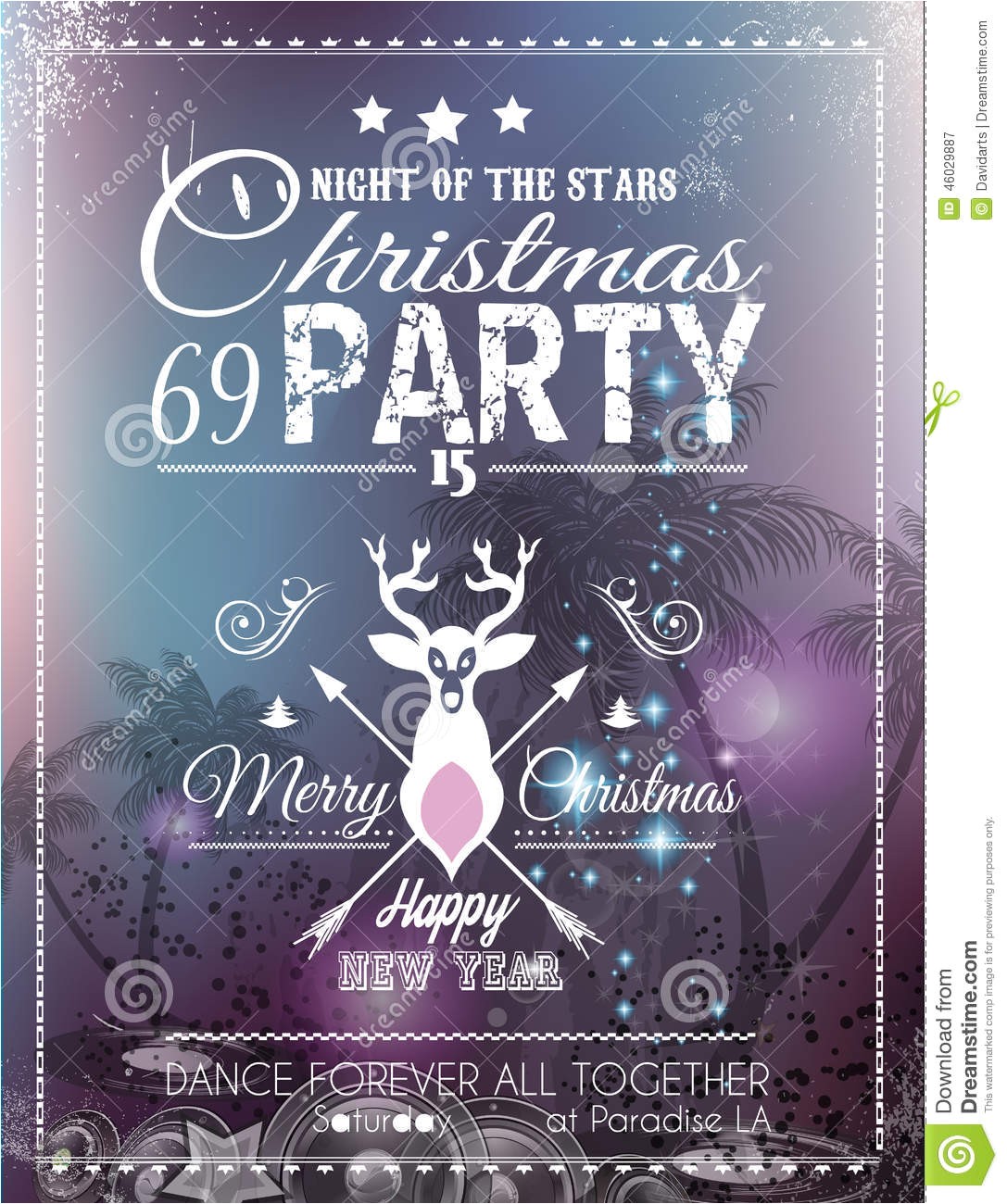 Nightclub themed Party Invitations Christmas Party Flyer for Club and Disco events Stock