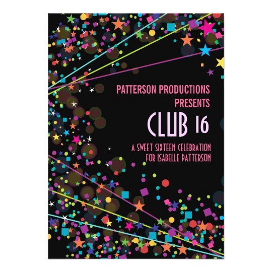 Nightclub themed Party Invitations Neon Lights Sweet 16 Club Party Invitation Zazzle Com
