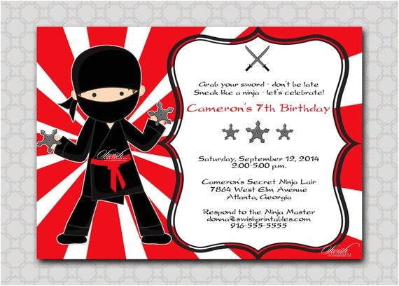 Ninja Birthday Party Invitation Template Free Ninja Birthday Invitation Printable Party by Swishprintables
