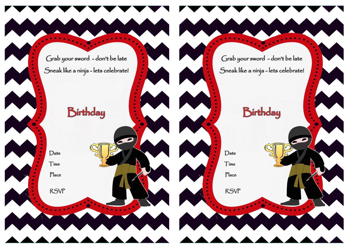 Ninja Birthday Party Invitation Template Free Ninja Warriors Birthday Invitations Birthday Printable