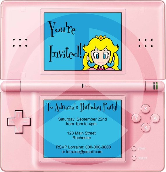 Nintendo Ds Birthday Party Invitations Princess Peach Nintendo Ds Party Invitation Pdf by Spongeshoe Nintendo Ds Birthday Party Invitations Princess Peach Nintendo Ds Party Invitation Pdf by Spongeshoe