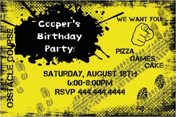 Obstacle Course Birthday Party Invitations Obstacle Birthday Party Invitation Digital File by