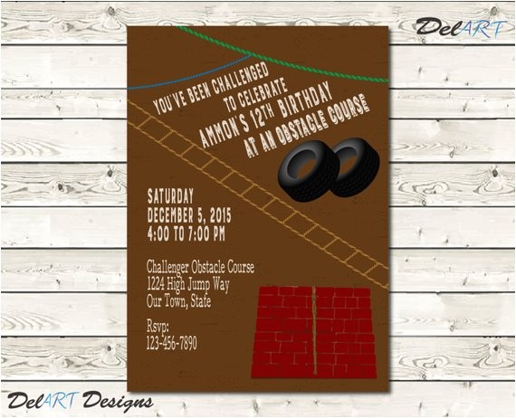 Obstacle Course Birthday Party Invitations Obstacle Course Birthday Party Invitation Invite by