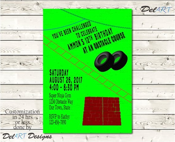 Obstacle Course Birthday Party Invitations Obstacle Course Birthday Party Invitation Invite or Save the