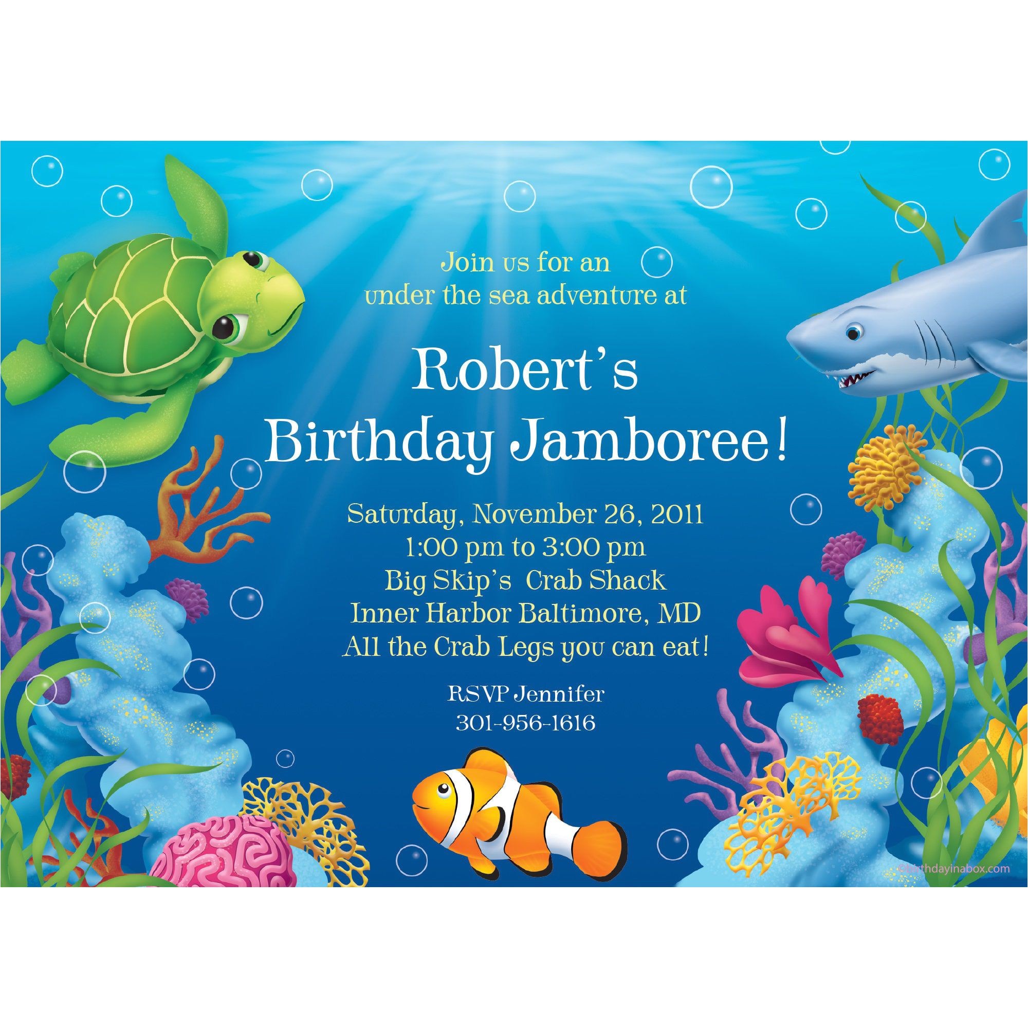 Ocean theme Party Invitations Ocean Party Personalized Invitation Each Cheap themed