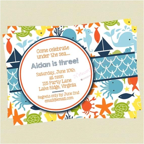 Ocean theme Party Invitations Under the Sea Birthday Invitations Sea Creature Birthday
