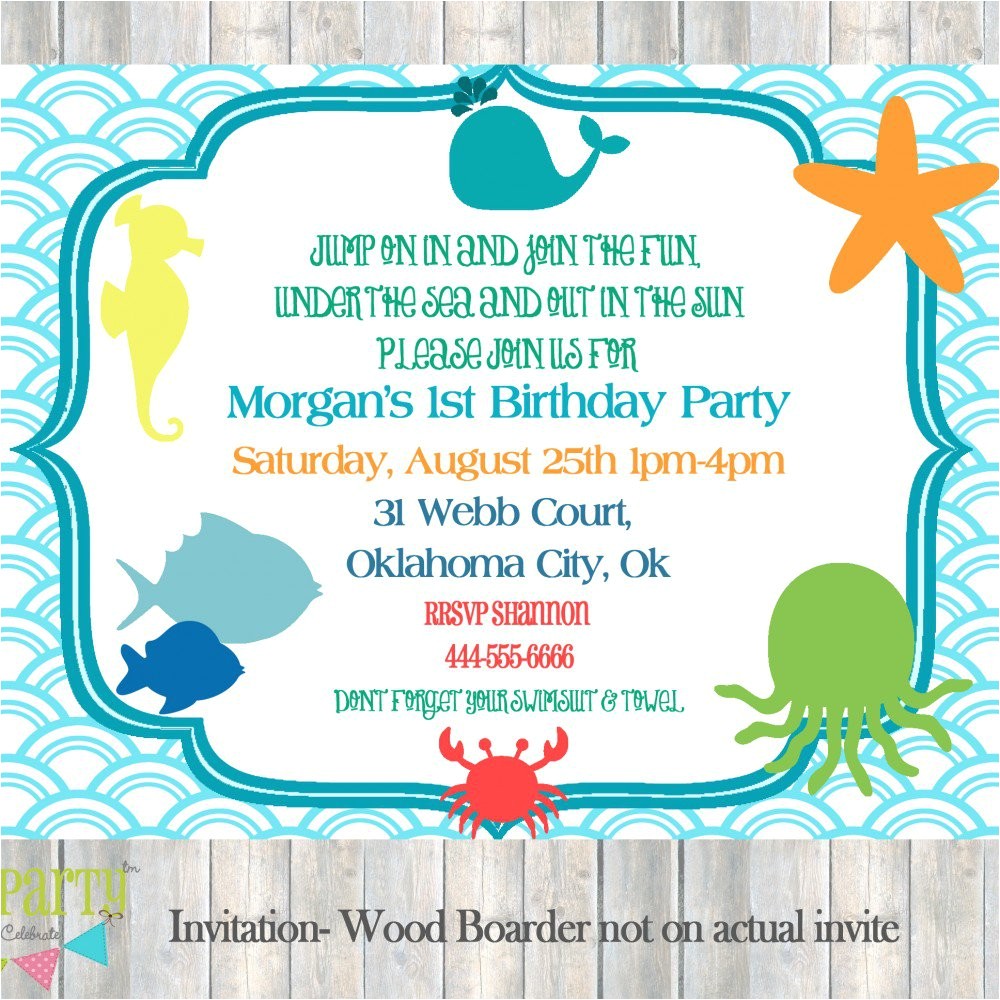 Ocean theme Party Invitations Under the Sea Invitations Birthday Best Party Ideas