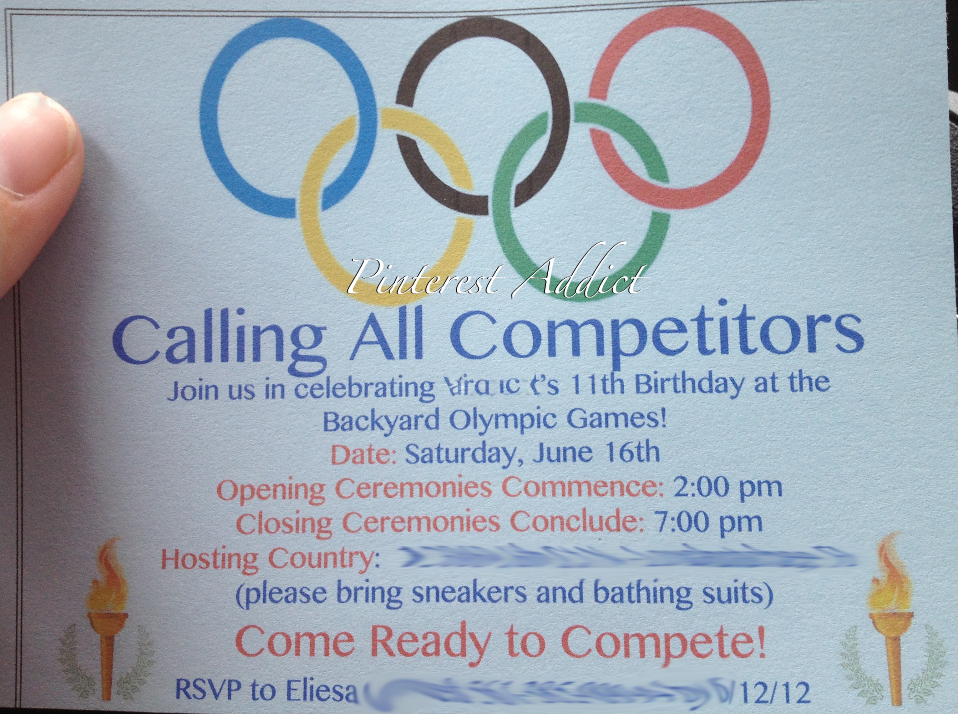 Olympic Party Invitation Template Olympic themed Birthday Party Pinterest Addict