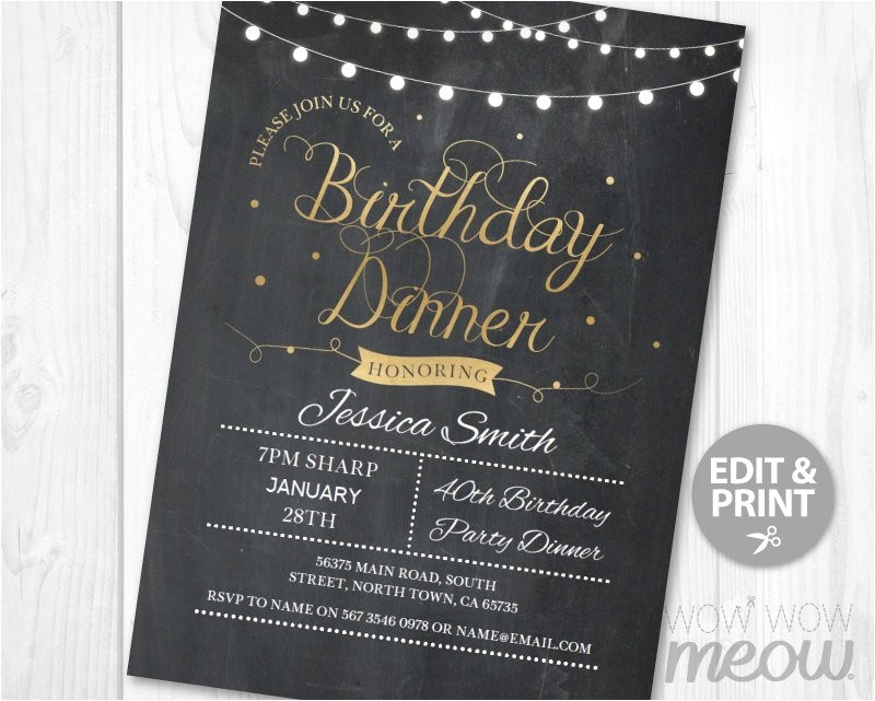 Online Dinner Party Invitations Birthday Dinner Party Invite Instant Download Any Age 30th