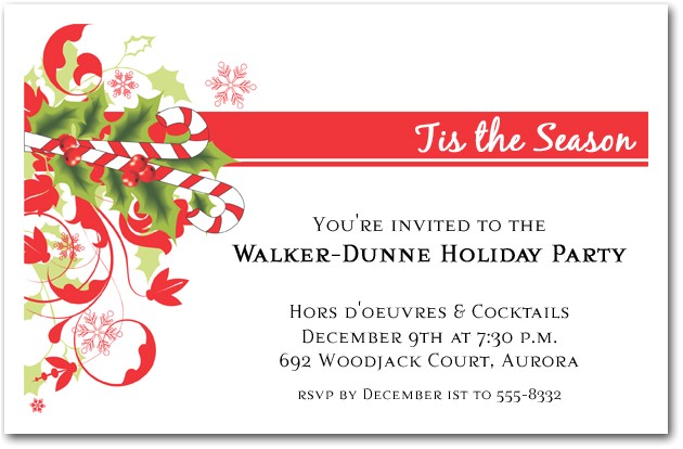 Order Christmas Party Invitations Candy Cane and Swirls Holiday Invitations Christmas