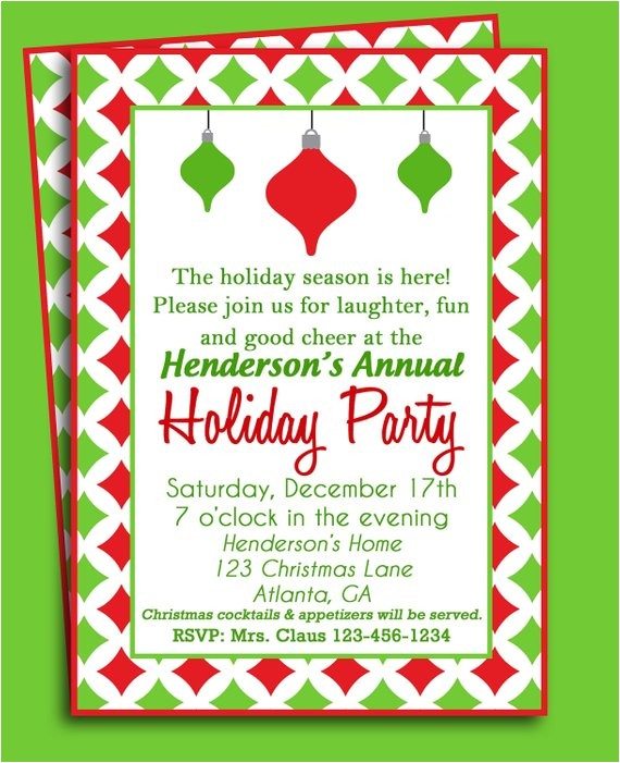 Order Christmas Party Invitations Christmas Party Invitation Printable or Printed with Free