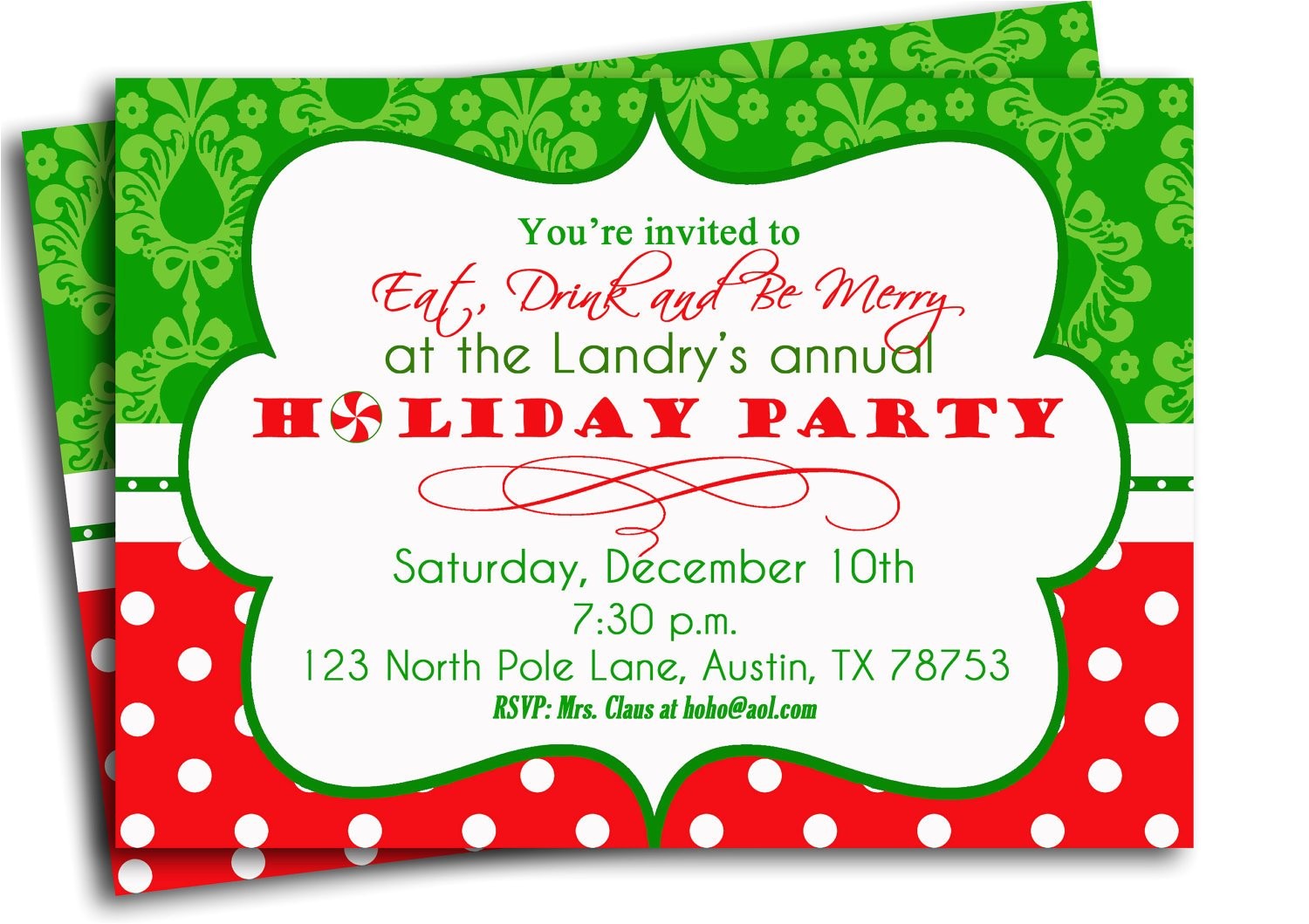 Order Christmas Party Invitations Christmas Party Invitation Printable Traditional Holiday