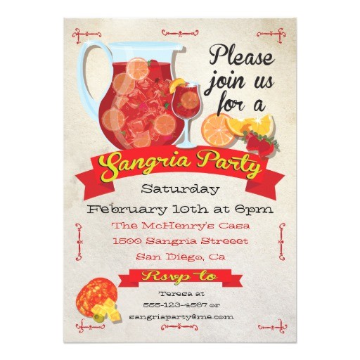 Paella Party Invitations Festive Sangria Party Invitations 5 Quot X 7 Quot Invitation Card