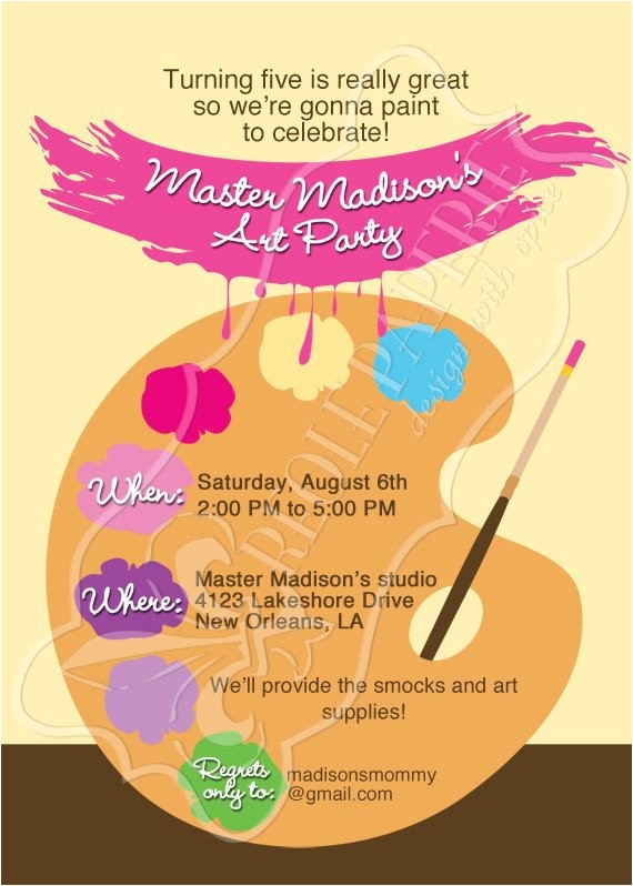 Paint Party Invitation Ideas Art Paint Party Birthday Party Invitation Paint by