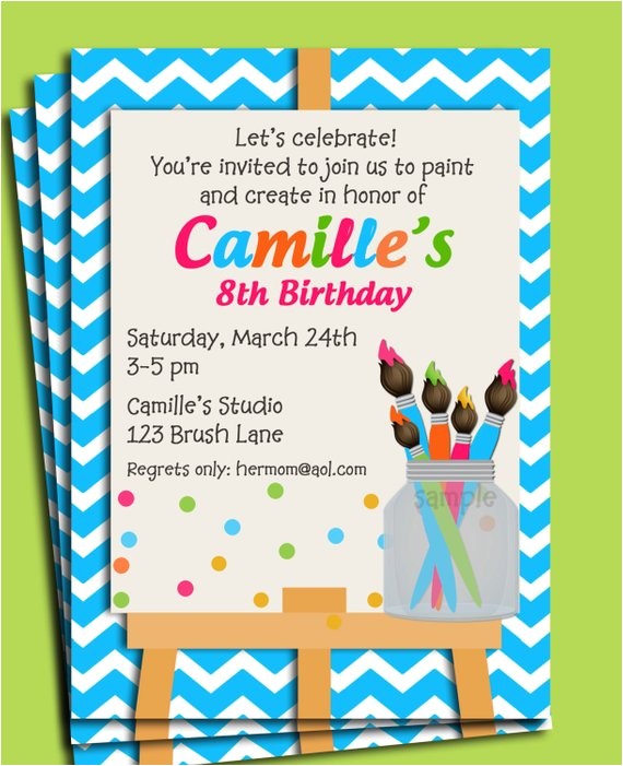 Paint Party Invitation Ideas Painting Art Party Birthday Invitation Printable or Printed