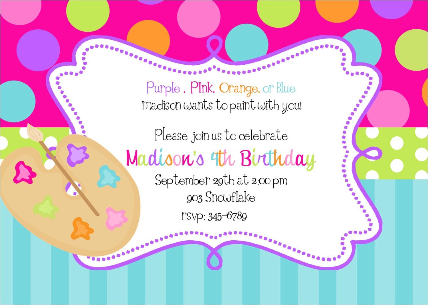 Paint Party Invitation Template Free Birthday Invites Awesome 10 Art Painting Party