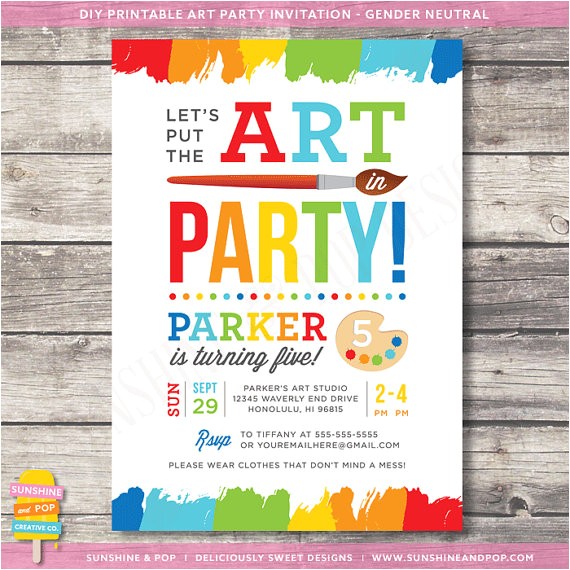 Painting Party Invitations Free Printable Art Party Invitations Template Best Template Collection