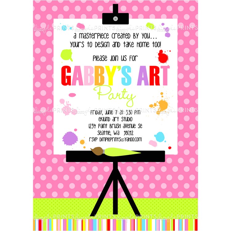 Painting Party Invitations Free Printable Painting Art Party Printable Invitation Dimple Prints Shop