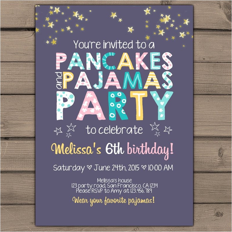 Pancake and Pajama Birthday Party Invitations Pancakes and Pajamas Party Invitation Pancakes Pajamas