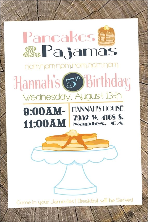 Pancake and Pajama Birthday Party Invitations Pancakes Pajamas Party Invitation Birthday Girl 39 S