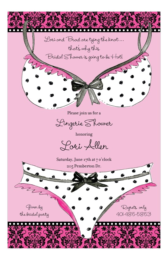 Panty Party Invitations Bra and Panties Lace Invitation Polka Dot Design