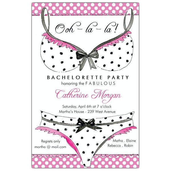 Panty Party Invitations Bra and Panties Polka Dots Bachelorette Party Invitations