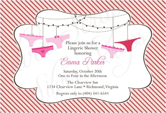 Panty Party Invitations Items Similar to Hanging Panties Custom Lingerie Bridal