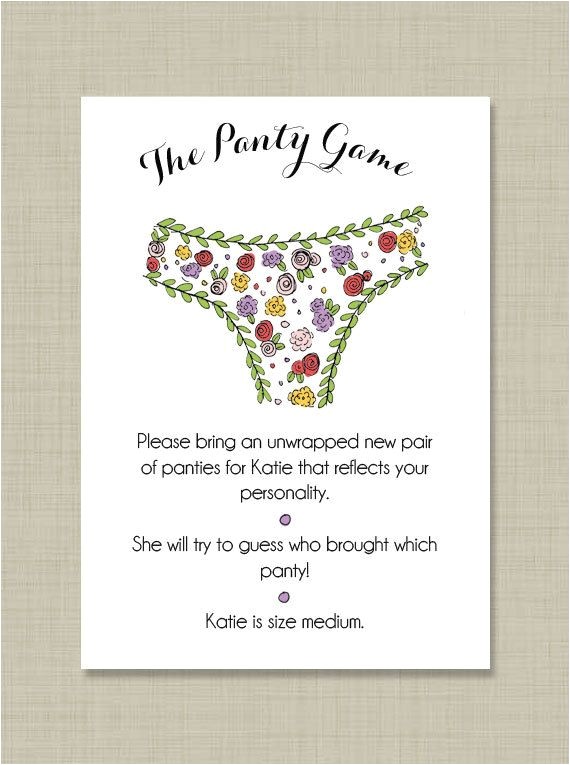 Panty Party Invitations Printable Custom Bridal Shower Panty Game Card