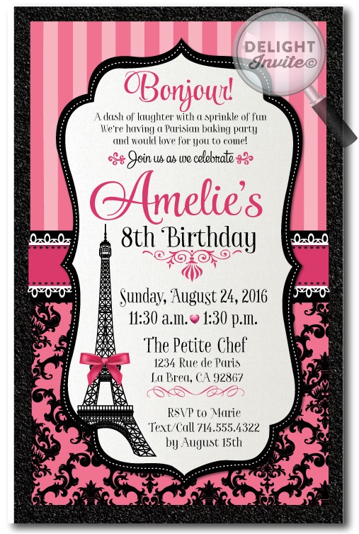 Paris themed Party Invitations Free Birthday Invitation Templates Paris themed Birthday