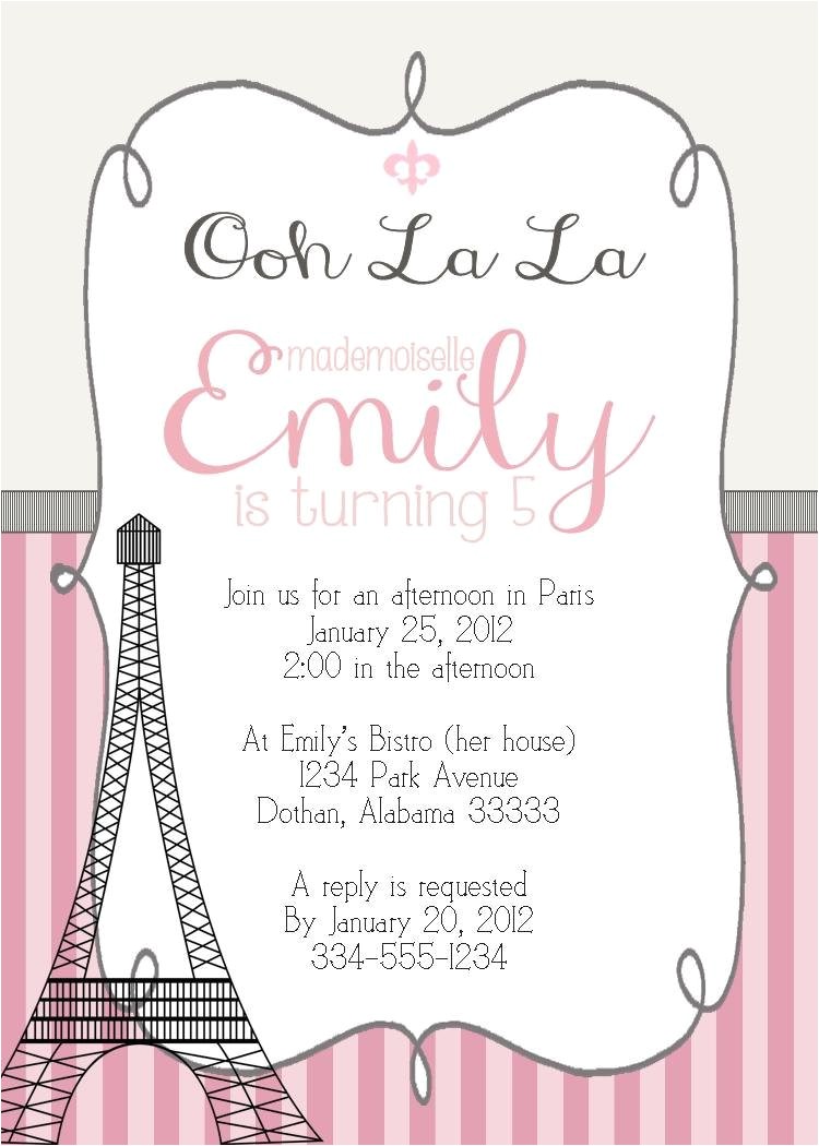 Paris themed Party Invitations Free Paris Birthday Invitations Best Party Ideas