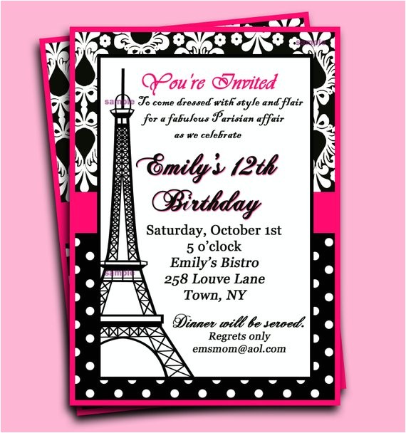 Paris themed Party Invitations Free Paris Invitation Printable or Printed with Free by