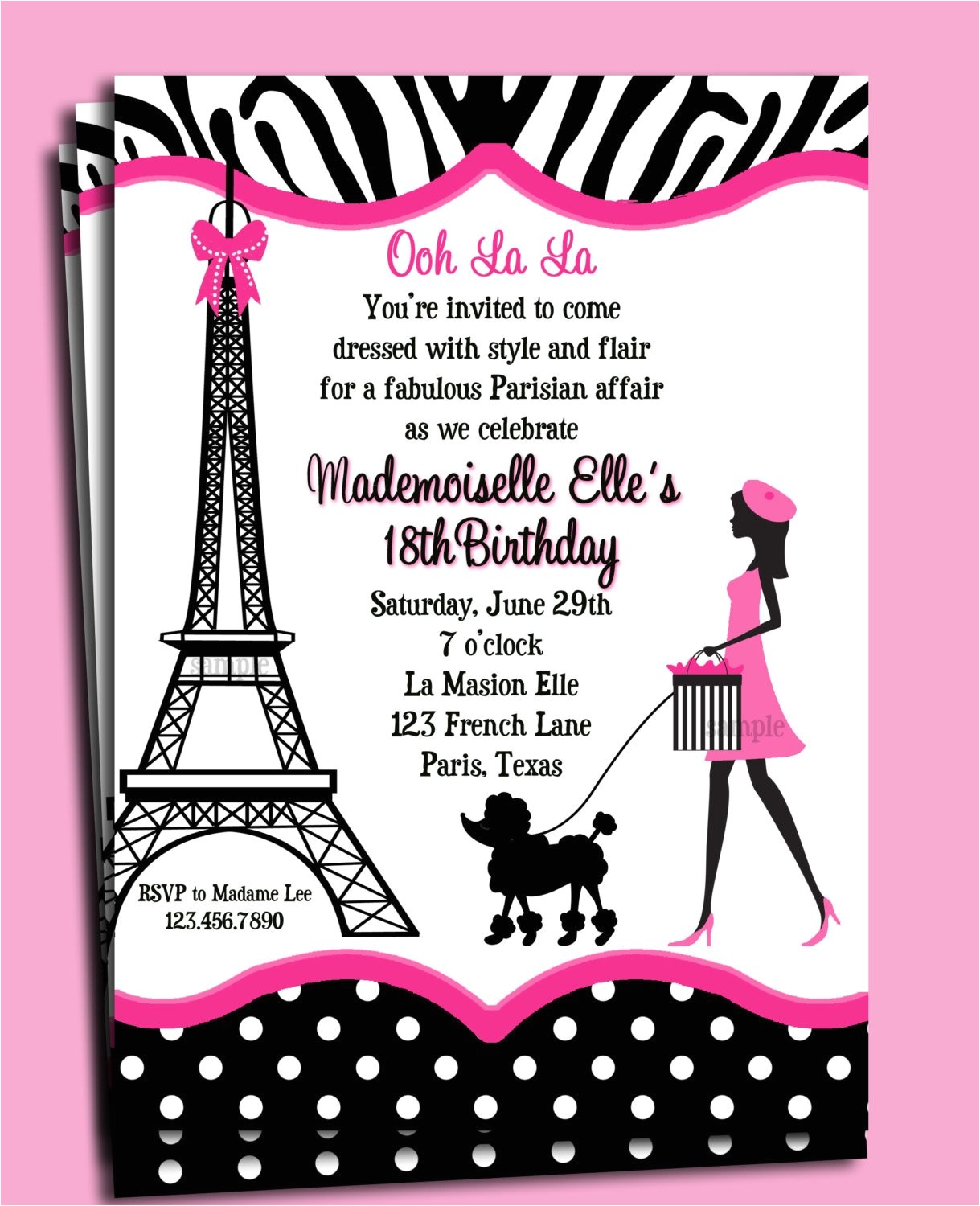 Paris themed Party Invitations Free Paris Invitation Printable or Printed with Free Shipping