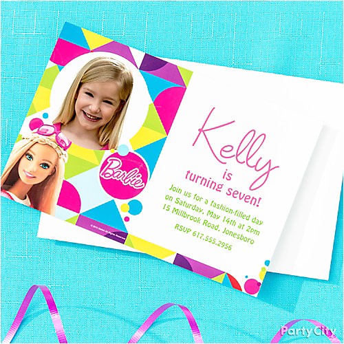 Party City Custom Invites Custom Barbie Invitation Thank You Idea Party City