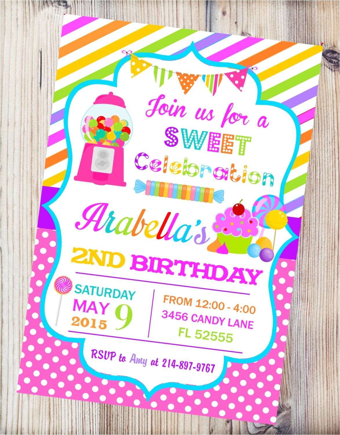 Party Invitation Stores Candyland Printable Invitationcandy Shop Birthday Invitation