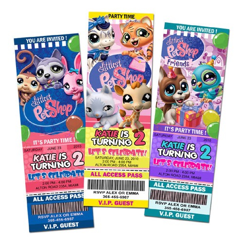 Party Invitation Stores Littlest Pet Shop Birthday Party Invitation Ticket 1st A1