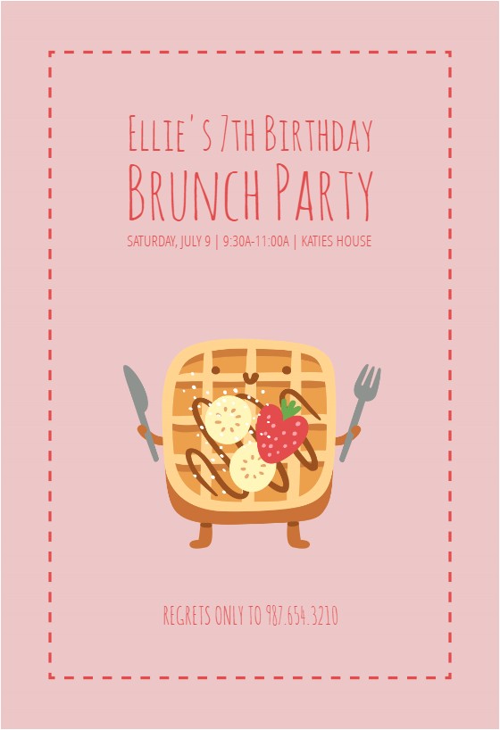 Party Invitation Wording Food Food Fun Waffle Free Birthday Invitation Template