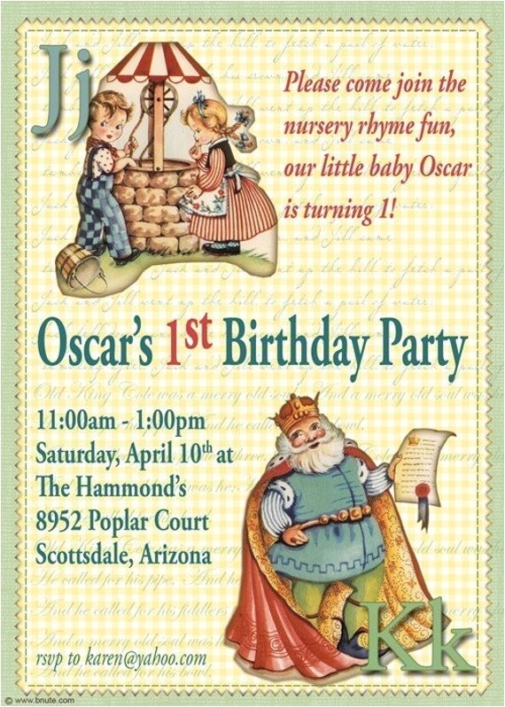 Party Rhymes Invitations Items Similar to Nursery Rhyme Birthday Party Digital