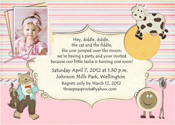 Party Rhymes Invitations Nursery Rhyme Birthday Invitation Mother Goose theme