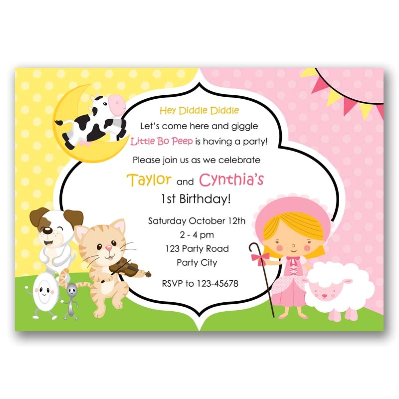 Party Rhymes Invitations Nursery Rhymes Birthday Invitation Split Joint Twin
