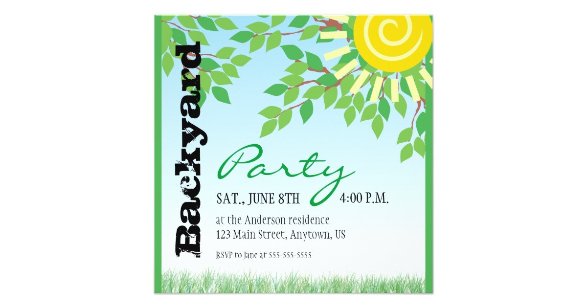 Patio Party Invitations Backyard Party Invitation Zazzle