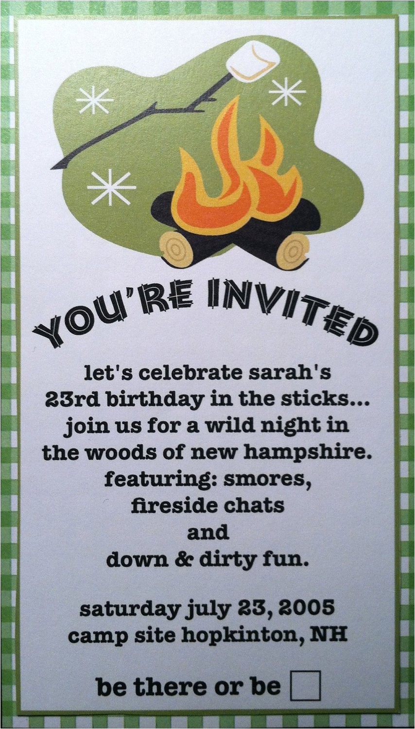 Patio Party Invitations Camping Outdoor Party Invitations