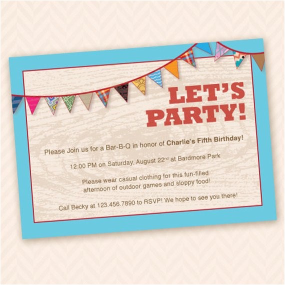 Patio Party Invitations Outdoor Fun Birthday Party Invitation