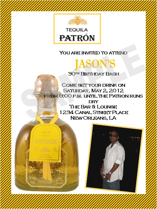 Patron Party Invitation solutions event Design by Kelly Patron theme Birthday