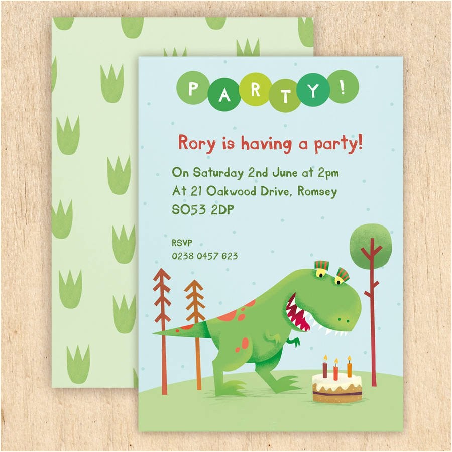 Personalised Dinosaur Party Invitations Personalised Dinosaur Party Invitations by Made by Ellis