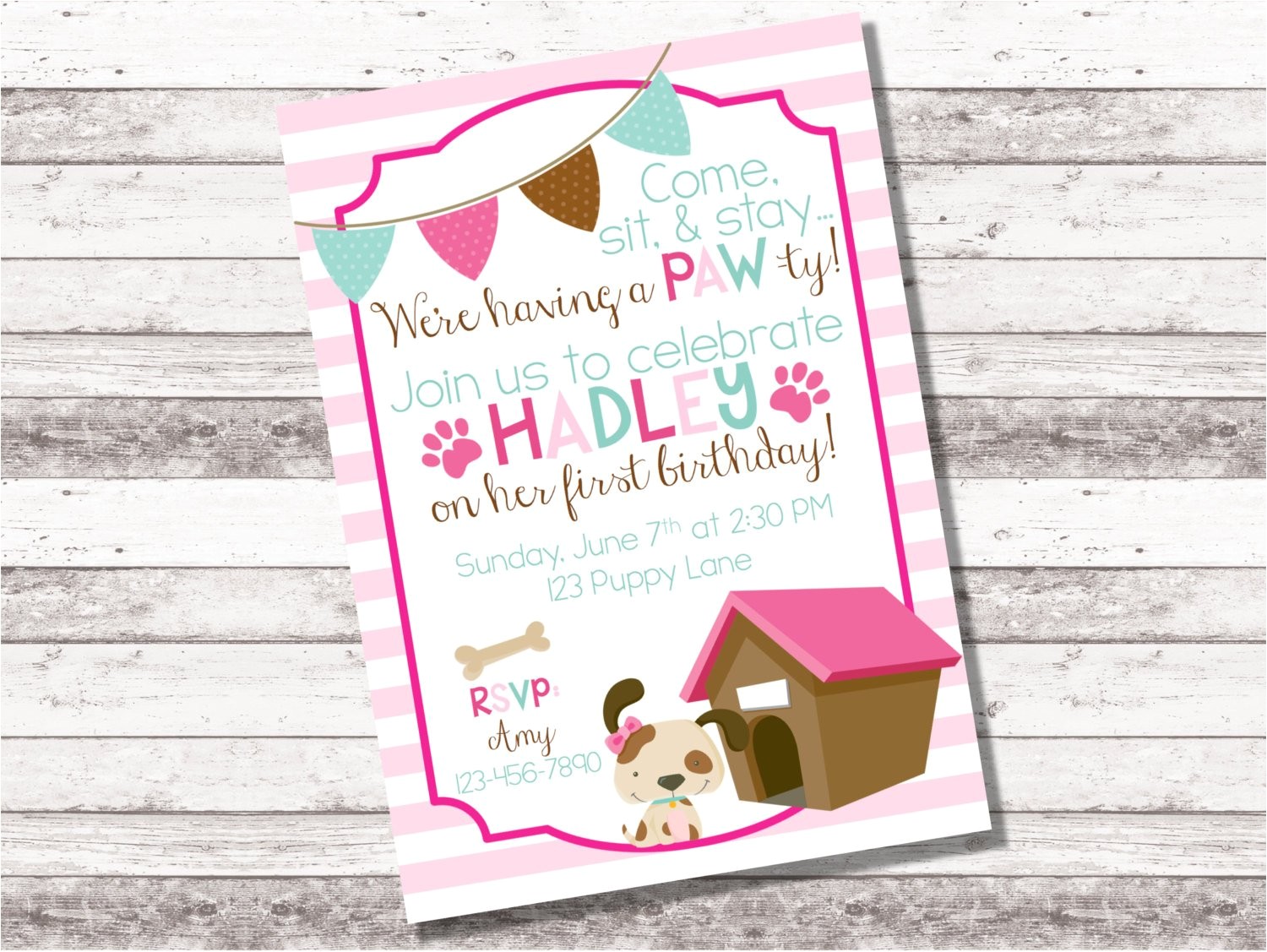 Pet Adoption Party Invitations Girl 39 S Puppy Birthday Invitation 1st 2nd Birthday