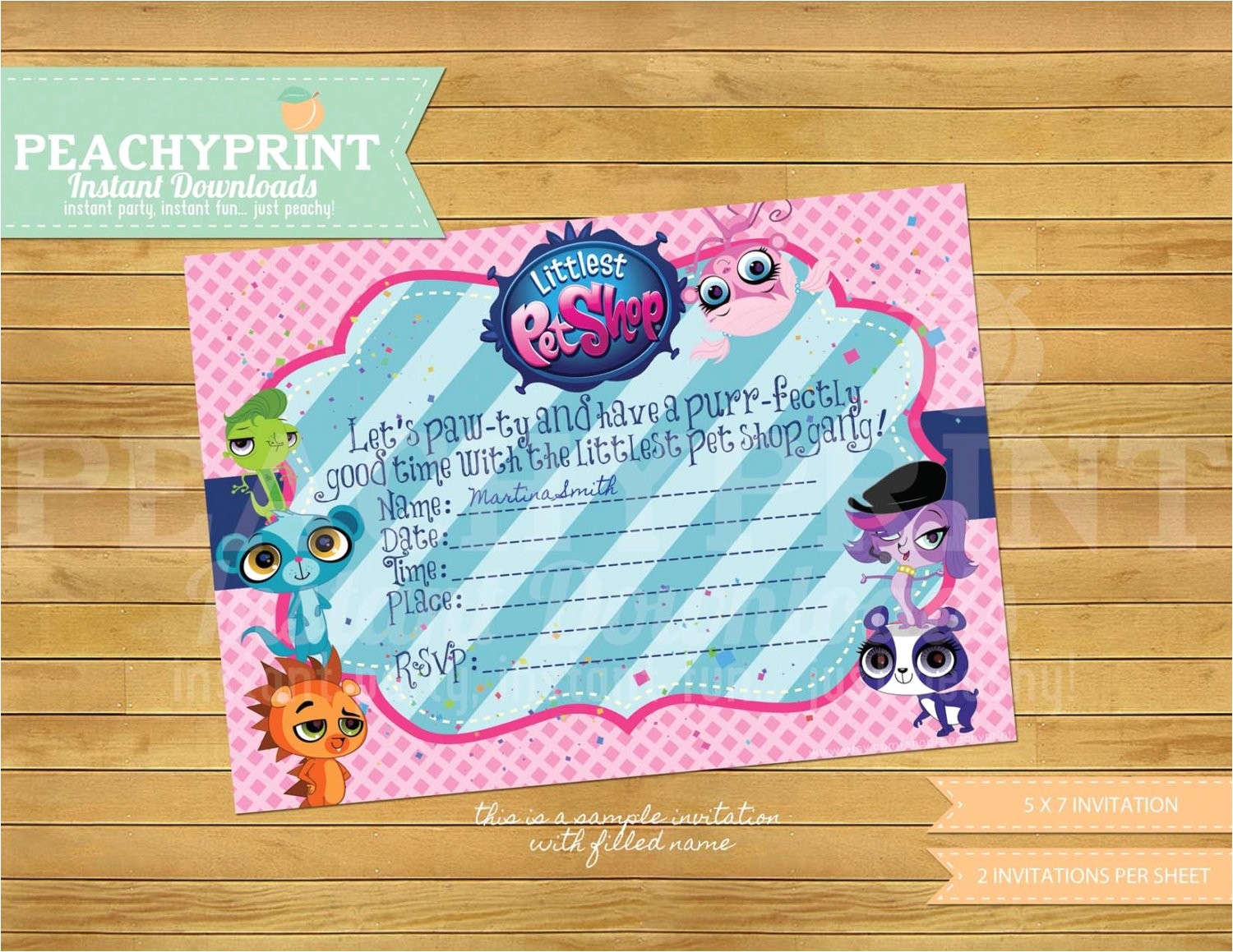Pet Birthday Party Invitations Littlest Pet Shop Birthday Invitation Instant Download