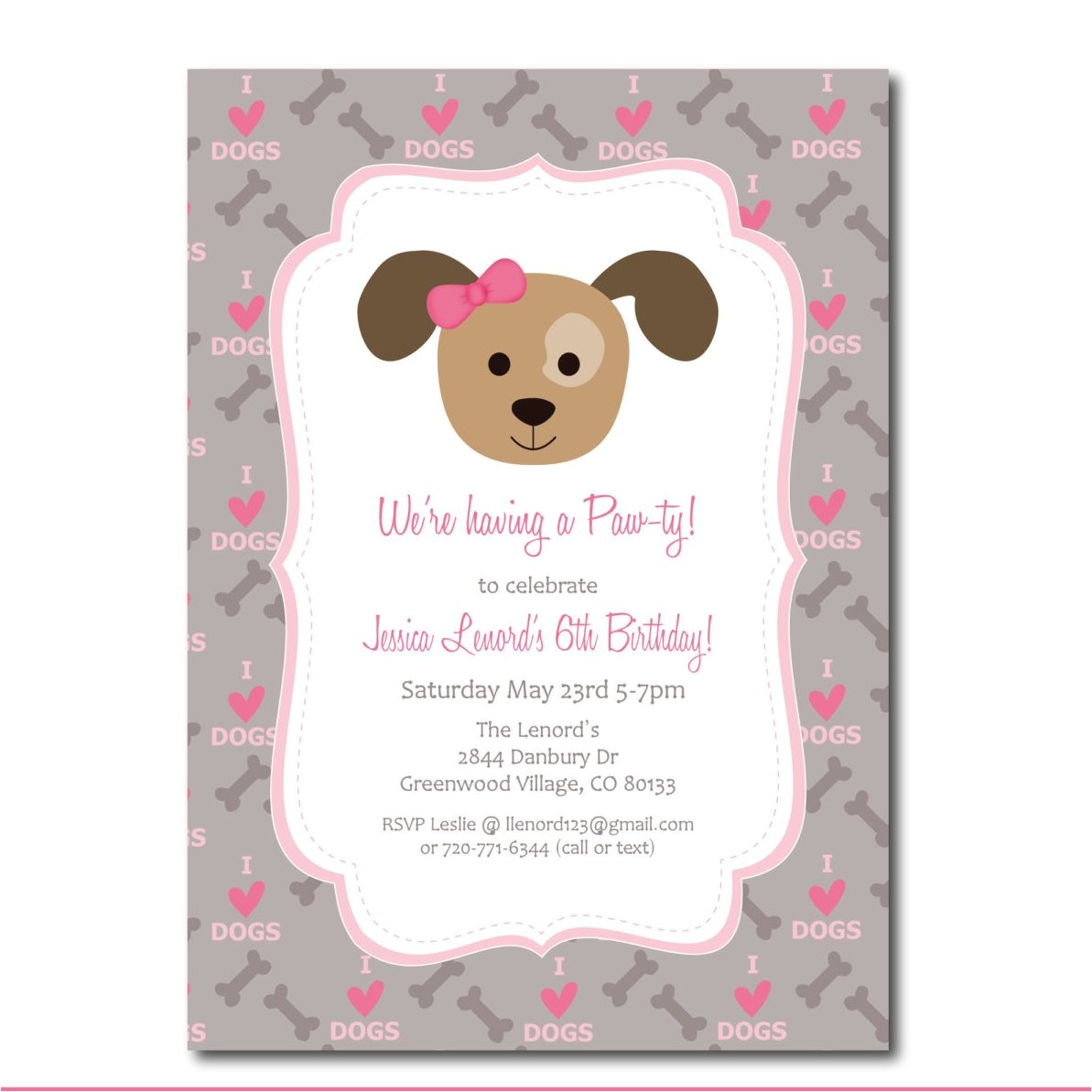 Pet Birthday Party Invitations Puppy Party Invitation with Editable Text Dog Party