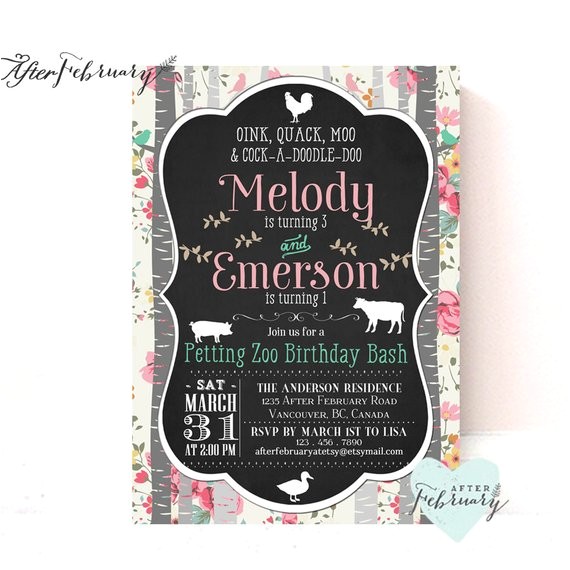 Petting Zoo themed Birthday Party Invitations Petting Zoo Birthday Invitation Farm Animal Birthday Party